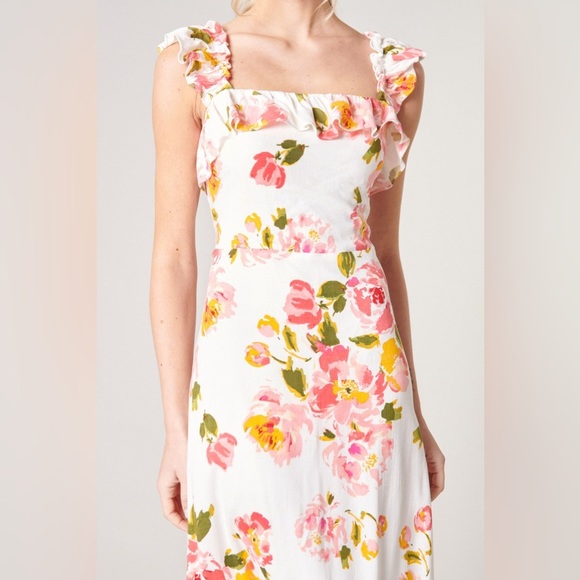 Sugarlips Magdalena Floral Ruffle Trim Milo Midi Dress - Picture 8 of 12